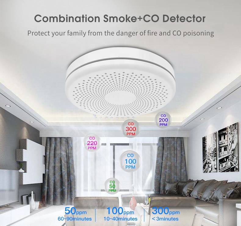 H183780b7e8804eb8a5db3e63f97d386bK VM67-WIFI Smoke and CO Detector with App Alerts - Image 4